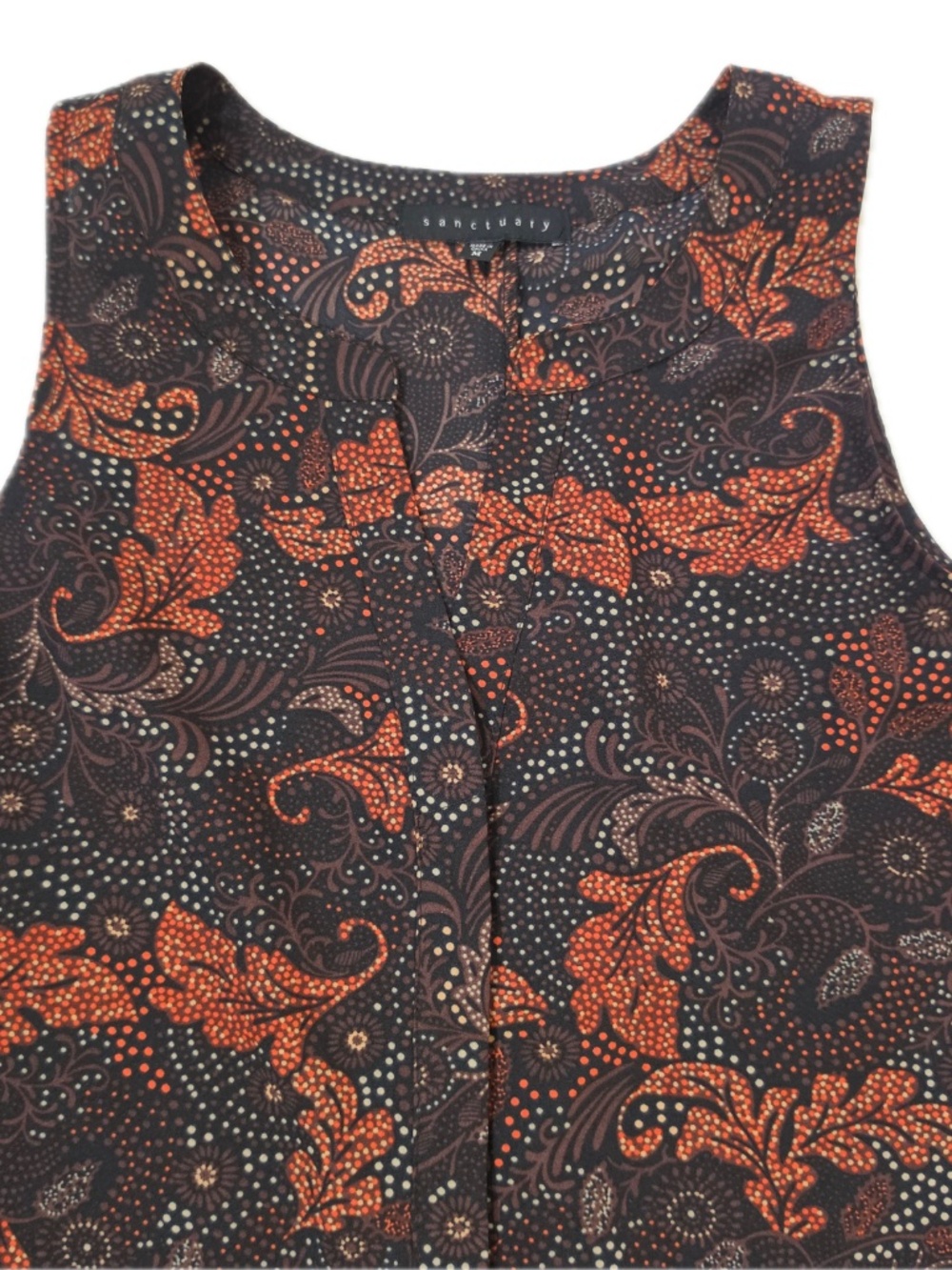 Sanctuary Blouse Womens M‎ Black Tunic Sleeveless Paisley Woven Polyester - Picture 4 of 6